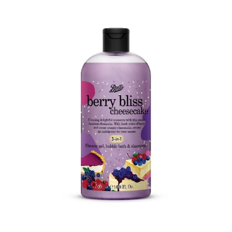 Boots Berry Bliss Cheesecake Shower Gel, Bubble Bath & Shampoo 500ml